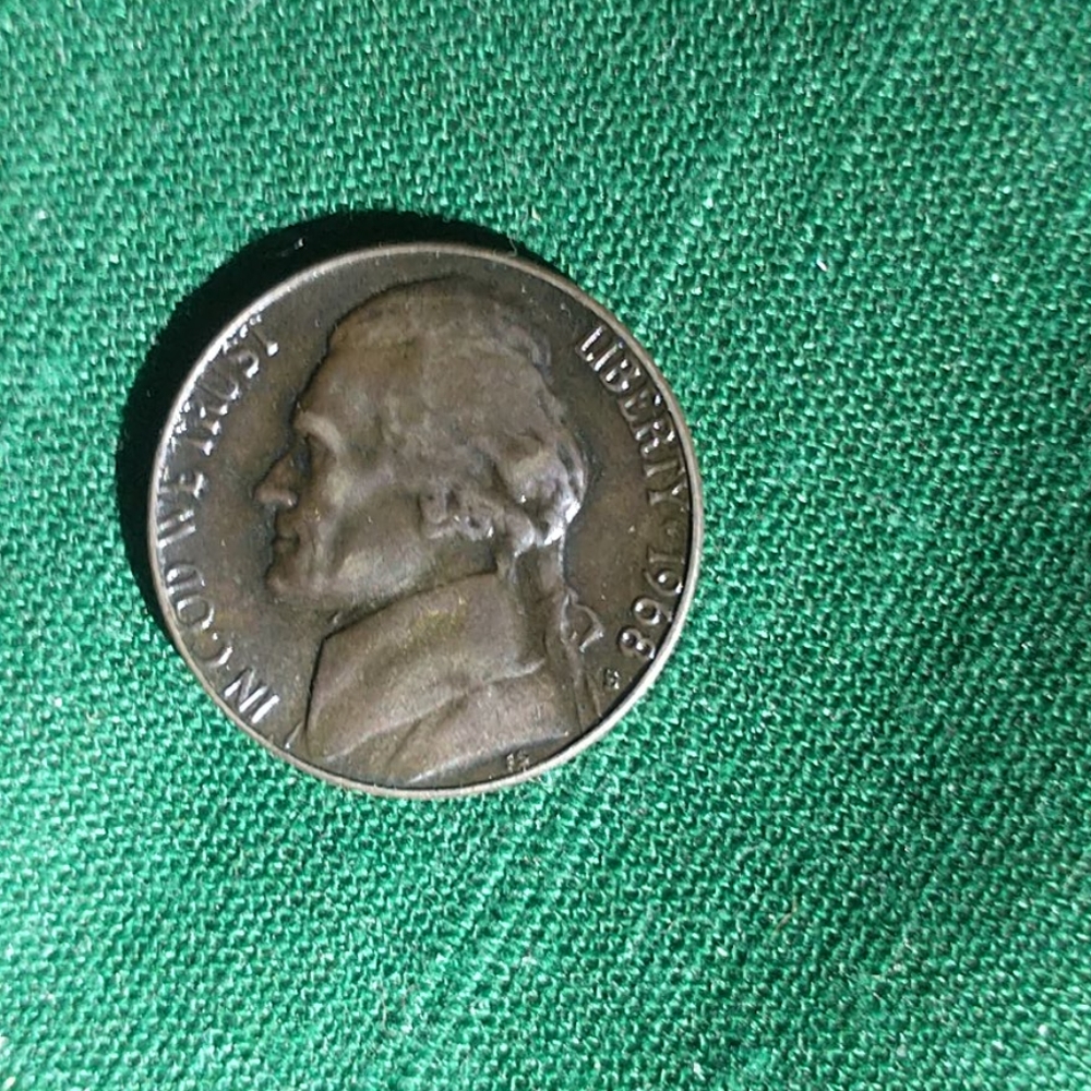 1968 black beauty jefferson nickel with errors